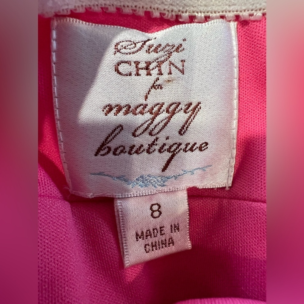 Suzi Chin for Maggy Boutique Pink Midi Halter Rouched Stretch Dress Size 8 - Picture 6 of 7